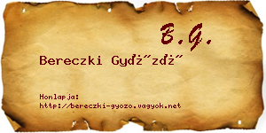 Bereczki Győző névjegykártya